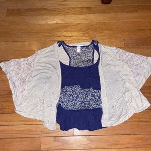 Y2K Kirra Floral Tank Top and Cardigan Youth XL or Adult Small